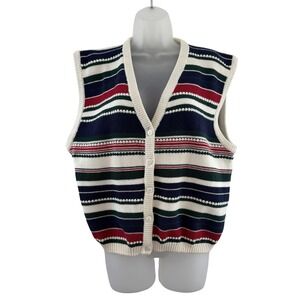 Vintage Northern Reflections Sweater Vest Womens Large Multicolor Cotton 90s